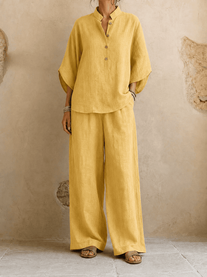 Jeanette – Batwing Top and Wide-Leg Pants Set
